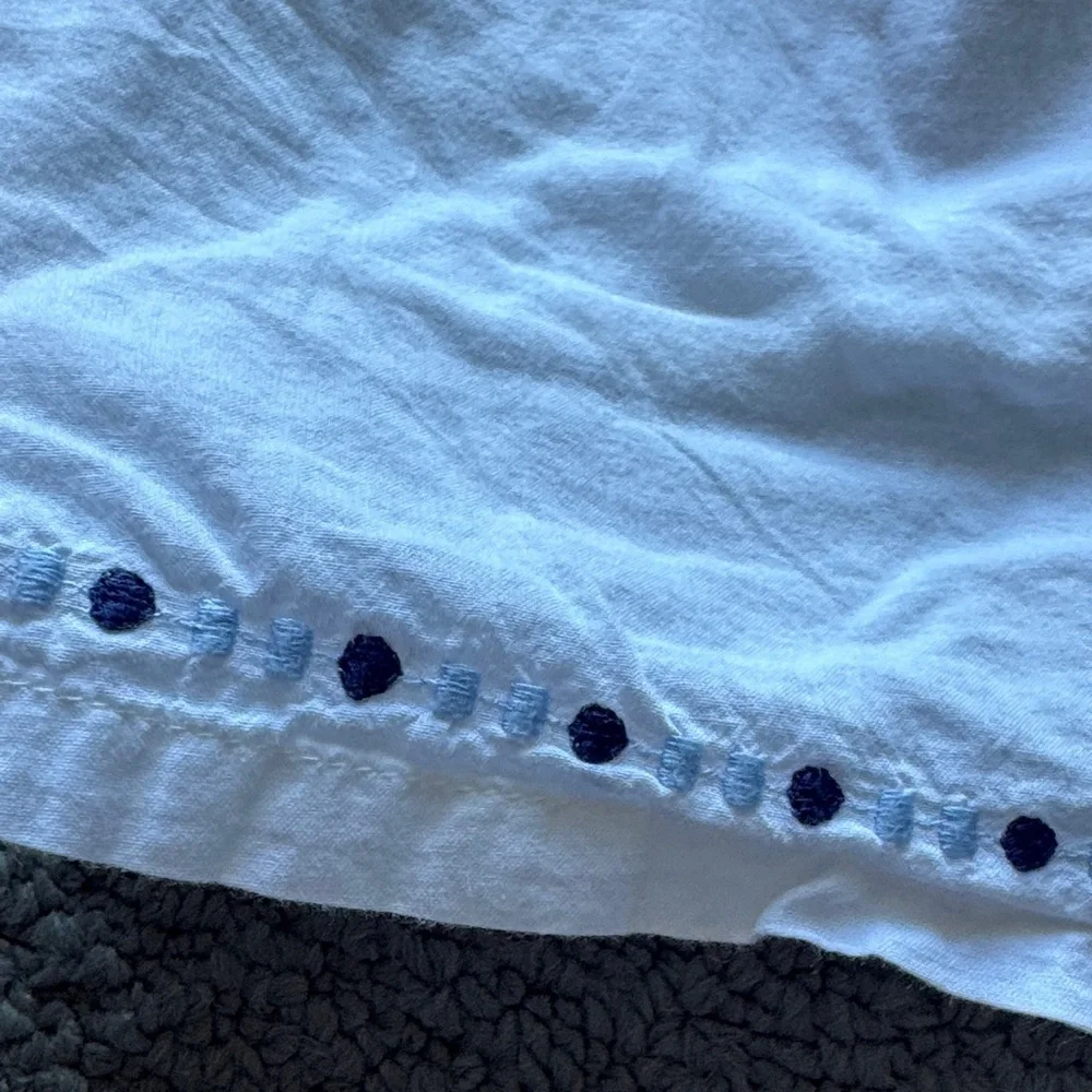 GAP White Tank Top with Navy and Light Blue Floral Embroidery
